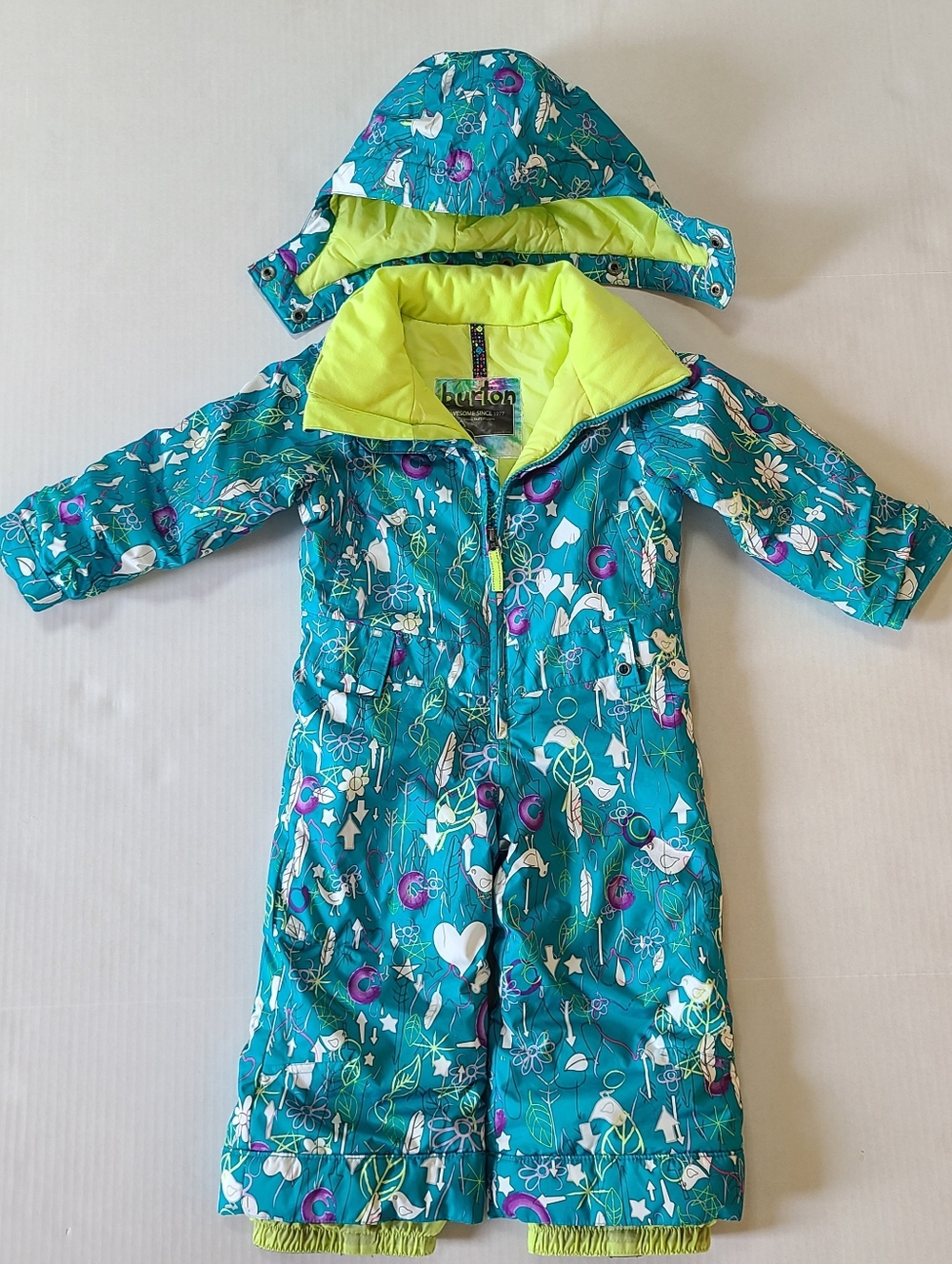 Burton Snowsuit Kids Size 2T Blue Print Unisex Snow Play Suit Excellent Cond